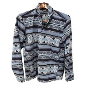 Eddie Bauer Quest Fleece Blue Aztec 1/4 Zip Pullover Sweater Medium